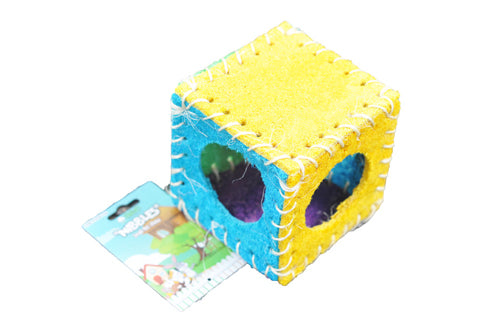 A E Cages Nibbles Small Animal Loofah Chew Toy Cube, 1ea