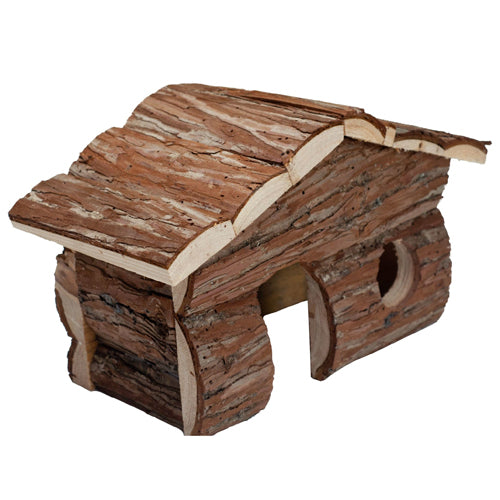 A E Cages Nibbles Log Cabin Small Animal Hut Brown, 1ea/MD