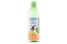 TropiClean Fresh Breath Oral Care Water Additive Plus Skin & Coat for Dogs 16 fl. oz