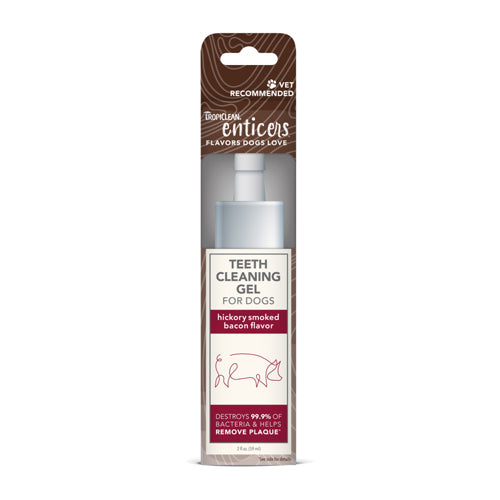 TropiClean Enticers Teeth Cleaning Gel for Dogs Hickory Smoked Bacon, 1ea/2 oz