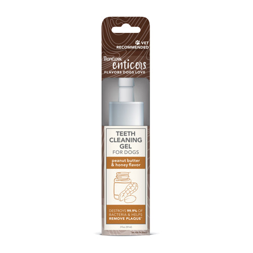 TropiClean Enticers Teeth Cleaning Gel for Dogs Peanut Butter Honey, 1ea/2 oz