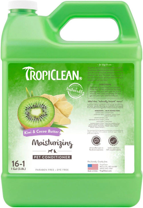 TropiClean Kiwi & Cocoa Butter Moisturizing Conditioner for Pets, 1 gal