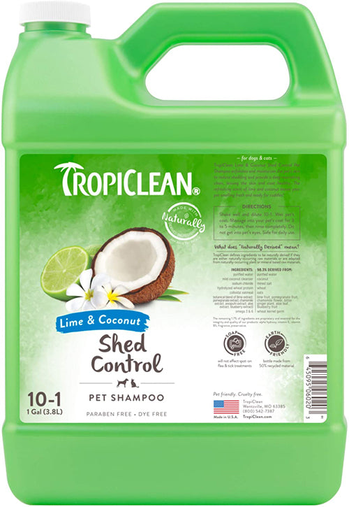 TropiClean Lime & Coconut Shed Control Shampoo for Pets 1 gal