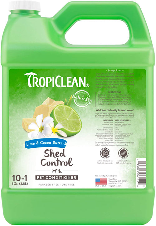 TropiClean Lime & Cocoa Butter Shed Control Conditioner for Pets 1 gal