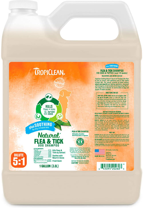 TropiClean Natural Flea Tick Soothing Shampoo for Dogs 1ea/1 gal