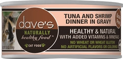 Daves Naturally Healthy Cat Food, Tuna and Shrimp Dinner In Gravy 5.5Oz (Case Of 24)