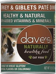 Daves Naturally Healthy Cat Food, Turkey and Giblets Pate Dinner 13.2Oz (Case Of 12)