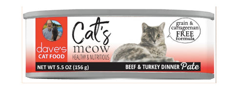 Dave's Pet Cat’s Meow Beef & Turkey Dinner Paté 5.5oz.