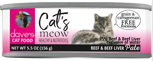 Dave's Cat’s Meow 95% Beef & Beef Liver Paté 5. oz. (Case of 24)
