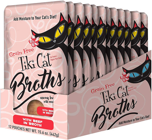 Tiki Pets Cat Beef in Broth 1.3oz Pouch (Case Of 12)