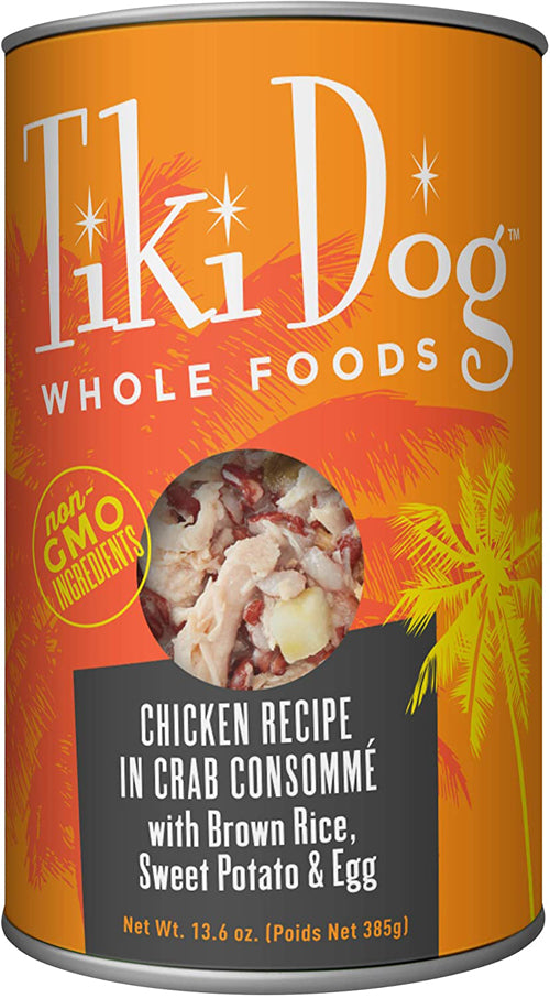 Tiki Pets Dog Whole Foods Chicken Recipe in Crab Consomm? 13.6oz. (Case Of 12)
