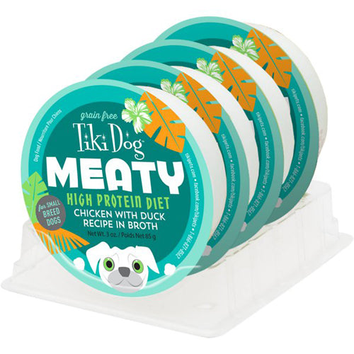 Tiki Pets Dog Meaty Chicken with Duck 3oz. (Case Of 4)