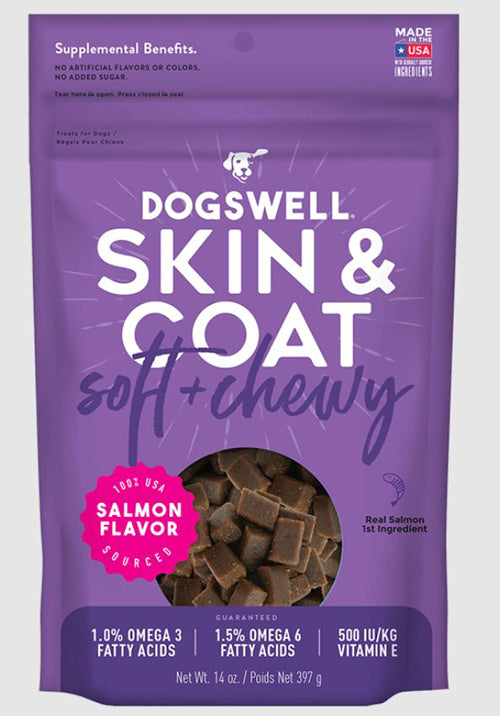 Dogswell Dog Skin and Coat Soft Chew Grain Free Salmon 14Oz