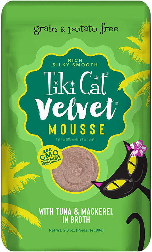 Tiki Pets Cat Velvet Mousse Tuna & Mackerel in Broth 2.8oz. (Case Of 12)