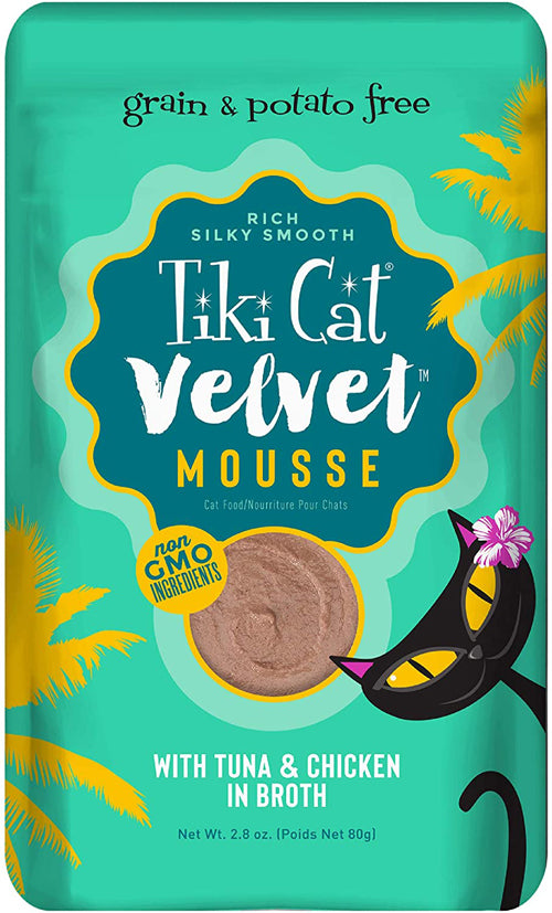 Tiki Pets Cat Velvet Mousse Tuna & Chicken in Broth 2.8oz. (Case Of 12)