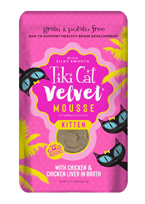 Tiki Pets Cat Kitten Mousse with Chicken & Chicken Liver in Broth 2.4oz. (Case Of 12)