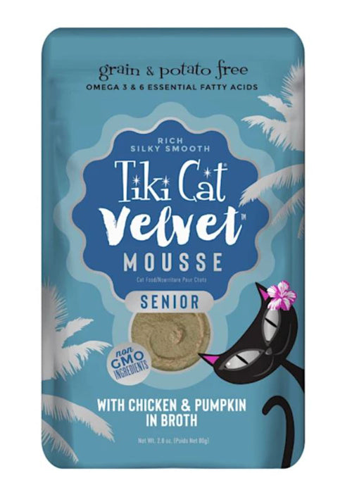 Tiki Pets Cat Senior Mousse with Chicken & Pumpkin in Broth 2.8oz. (Case Of 12)
