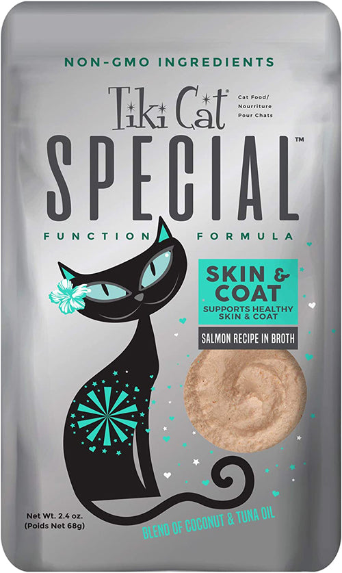 Tiki Pets Cat Special SKIN & COAT Salmon Recipe in Broth 2.4oz. (Case Of 12)