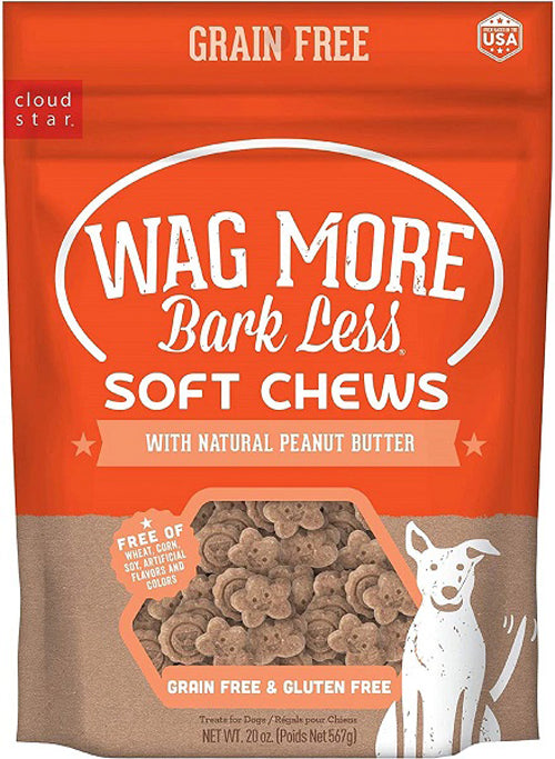 Cloud Star Wagmore Dog Grain Free Soft & Chewy Peanut Butter 20oz.