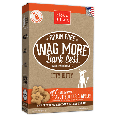 Cloud Star Wagmore Dog Grain Free Itty Peanut Butter and Apple 7Oz