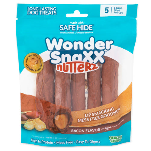 Wonder SnaXX NutterZ Dog Treat Bacon with peanut butter 1ea/5 ct, LG