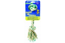 Booda Fresh N Floss 2-Knot Rope Bone Dog Toy Spearmint 2 Knots Rope Bone Green Small