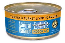 Natural Balance Lid Indoor Cat Turkey and Turkey Liver Formula 5.5Oz /24Pk
