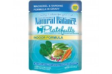 Natural Balance Pet Foods Platefulls Indoor Mackerel & Sardine Formula in Gravy Cat Wet Food 3 oz 24 Pack