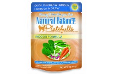 Natural Balance Pet Foods Platefulls Indoor Duck, Chicken & Pumpkin in Gravy Cat Wet Food 3 oz 24 Pack