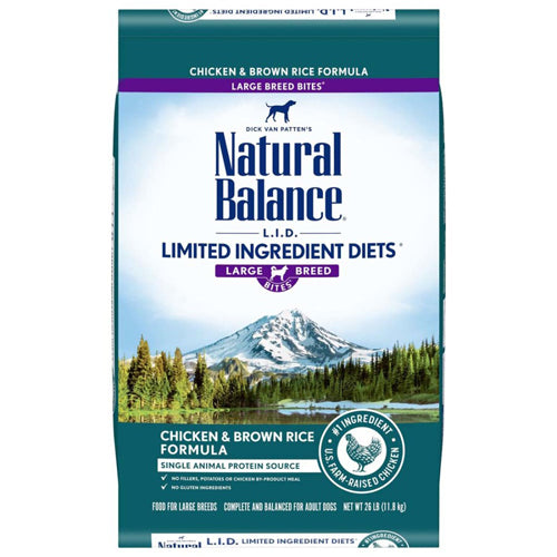 Natural Balance Pet Foods L.I.D. Large Breed Bites Dry Dog Food Chicken Rice 26 Lb