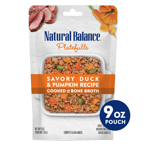 Natural Balance Pet Foods Platefulls Wet Dog Food Savory Duck Pumpkin Recipe, 12ea/9 oz