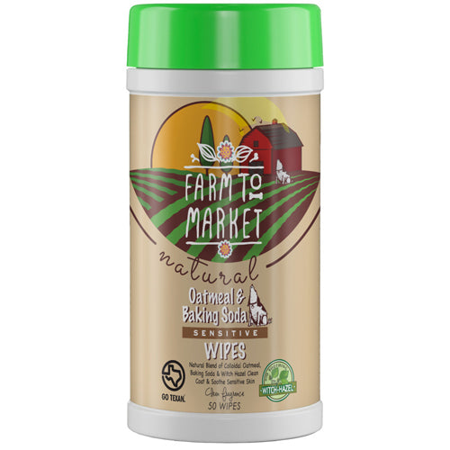 Farm to Market Natural Sensitive Oatmeal Baking Soda Wipes w/ Witch Hazel 1ea/50 ct