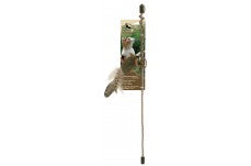 OurPets Play-N-Squeak Teathered and Feathered Play Wand Catnip Toy Brown, 1ea