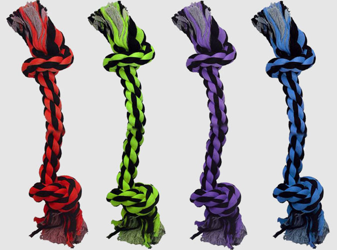 Multipet Nuts for Knots 2-Knot Rope Dog Toy 2 Knots Assorted 9 in