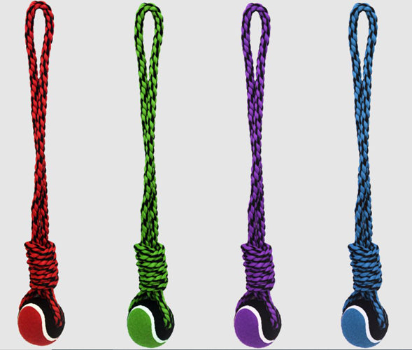 Multipet Nuts for Knots 20in Rope Tug Dog Toy With Tennis Ball Rope with Tennis Ball Assorted 20 in Large