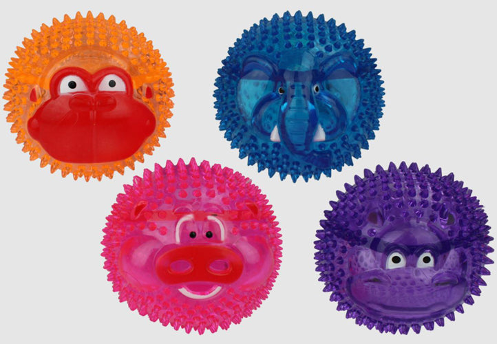 Multipet Doglucent TPR Ball w/ Animal Faces (Assorted) 3 inch