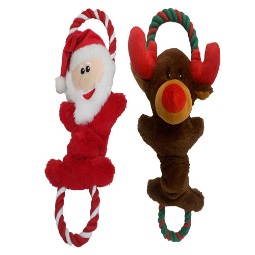 Multipet Holiday Tug N Squeak Character Dog Toy Assorted, 1ea/14 in
