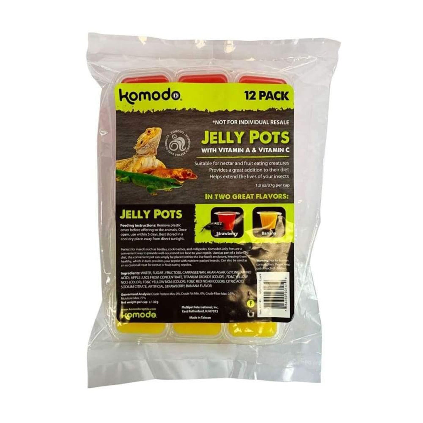 Komodo Jelly Pots Fruit Flavor Insect Food 1.3 oz 12 Count