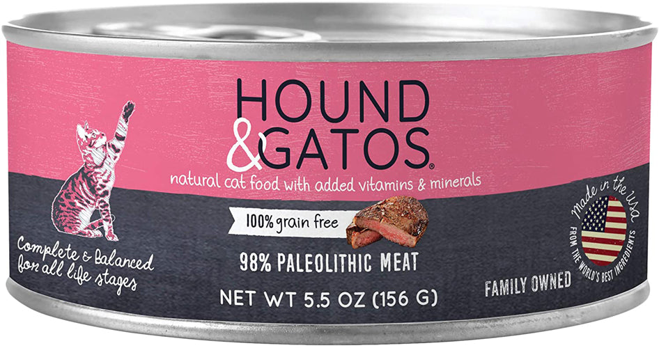 Hound & Gatos Cat Grain Free Original Paleolithic Meat 5.5oz. (Case of 24)