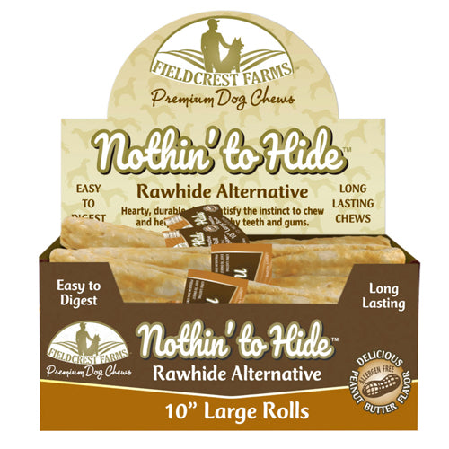Fieldcrest Farms Nothin' to Hide Peanut Butter Roll Dog Treat 24 Pack, 10 Inches