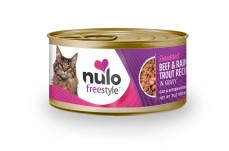 Nulo Shredded Beef & Rainbow Trout Canned Cat Wet Food 3 oz 24 Pack