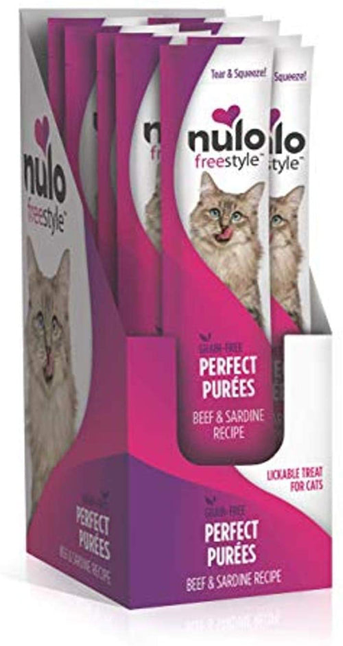 Nulo Perfect Purees Grain-Free Beef & Sardine Recipe Food Topper 0.5 oz 48 Pack
