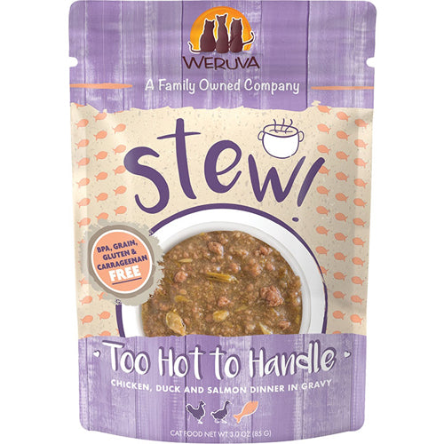 Weruva Cat Stew! Too Hot To Handle Chickenm, Duck and Salmon 3Oz Pouch (Case Of 12)