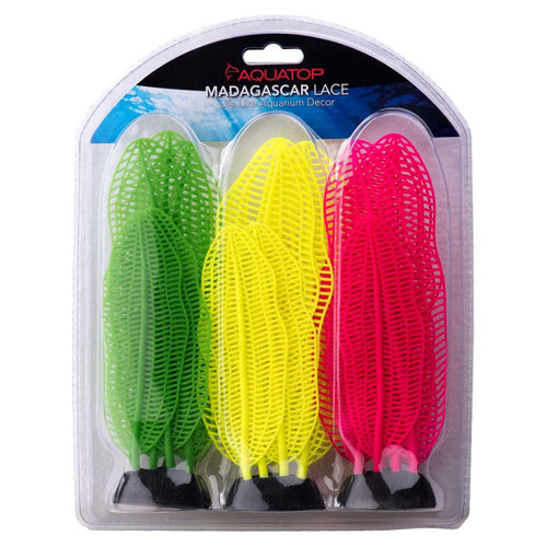 Aquatop Silicon Madagascar Lace Aquarium Plant Assorted, 1ea/3 pk