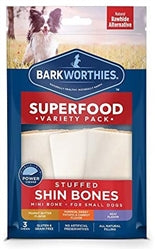 Barkworthies Dog Shin Bone Stuffed 2-3 Inch Variety Pk
