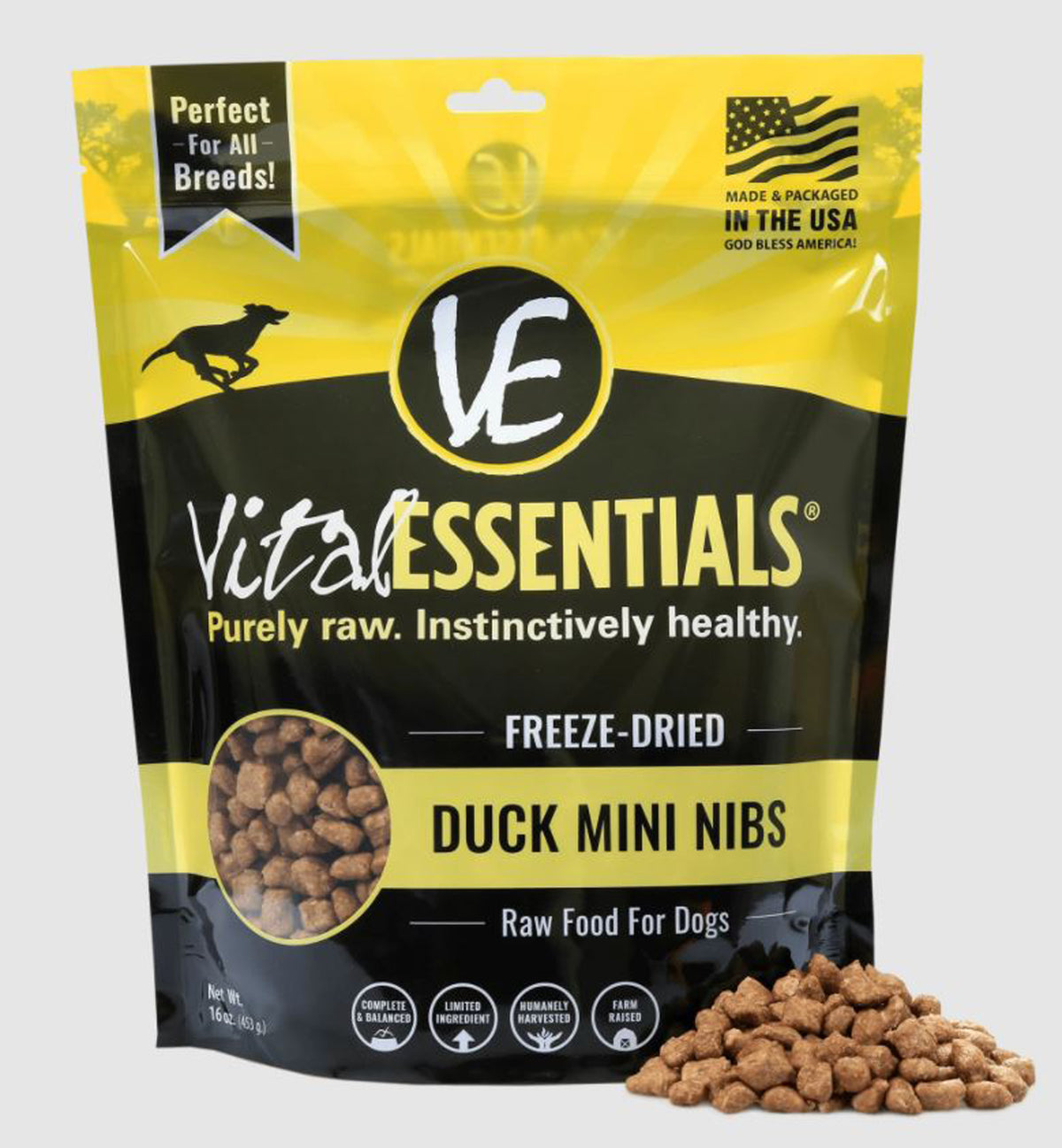 Vital Essentials Dog Freeze-Dried Mini Nibs Duck 1Lb