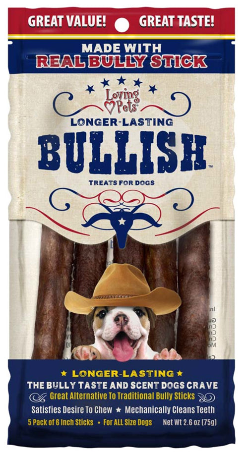 Loving Pets Bullish Sticks Dog Treat 6 In, 5 Pk