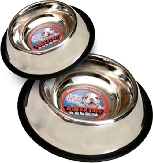 Loving Pets Traditional No-Tip Stainless Steel Dog Bowl Silver 96 Ounces