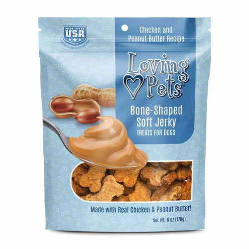 Loving Pets BoneShaped Soft Jerky Dog Treat Chicken Peanut Butter, 1ea/6 oz