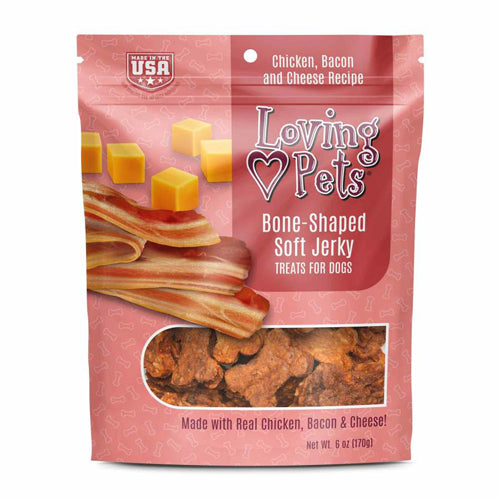 Loving Pets BoneShaped Soft Jerky Dog Treat Chicken, Bacon Cheese, 1ea/6 oz